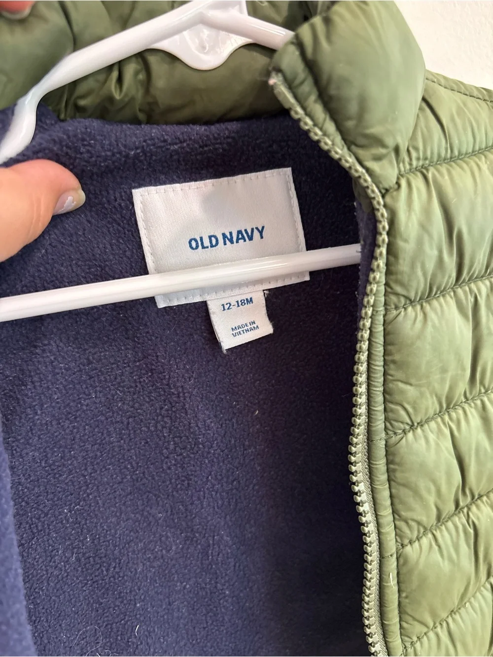 Old Navy Olive Puffer Vest 12-18 month fall